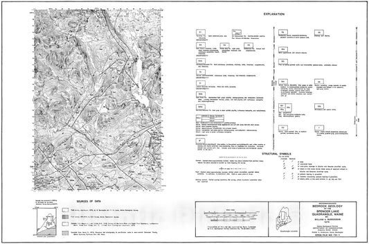 Map : Geologic report to accompany the preliminary bedrock geologic map of the Spencer Lake 15' quadrangle, Maine, 1979 Cartography Wall Art :