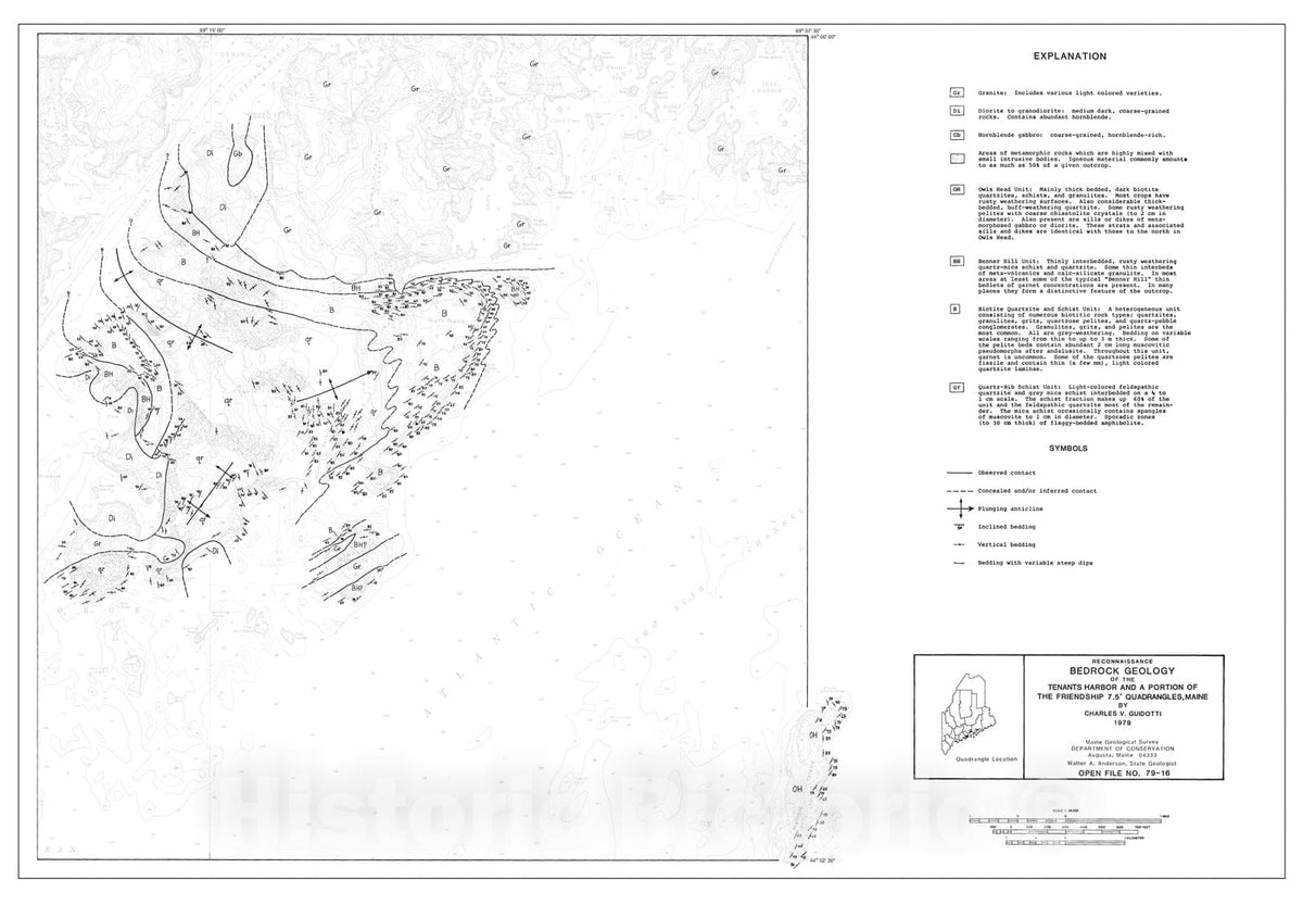 Map : Preliminary report on the bedrock geology of the Tenants Harbor 7.5' quadrangle and a portion of the Friendship 7.5' quadrangle, Maine, 1979 Cartography Wall Art :