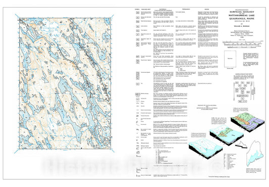 Map : Reconnaissance Surficial Geology of the Mattawamkeag Lake 15' Quadrangle, Maine, 1980 Cartography Wall Art :