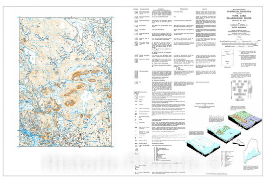 Map : Reconnaissance Surficial Geology of the Tunk Lake 15' Quadrangle, Maine, 1982 Cartography Wall Art :