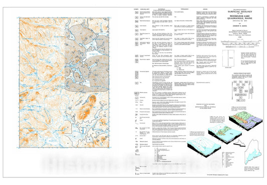 Map : Reconnaissance Surficial Geology of the Mooseleuk Lake 15' Quadrangle, Maine, 1982 Cartography Wall Art :