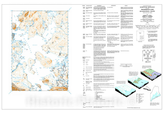 Map : Reconnaissance Surficial Geology of the Moosehead Lake 15' Quadrangle, Maine, 1986 Cartography Wall Art :
