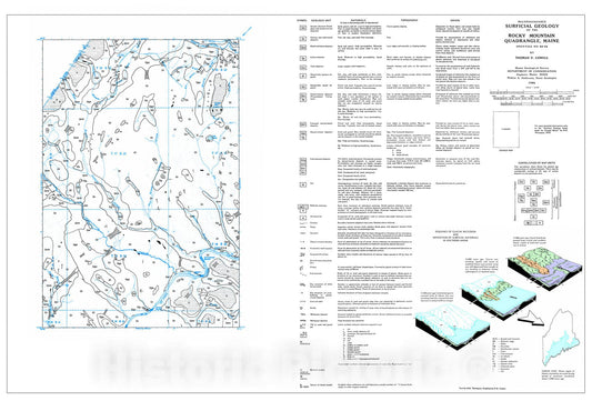 Map : Reconnaissance Surficial Geology of the Rocky Mountain 15' Quadrangle, Maine, 1986 Cartography Wall Art :