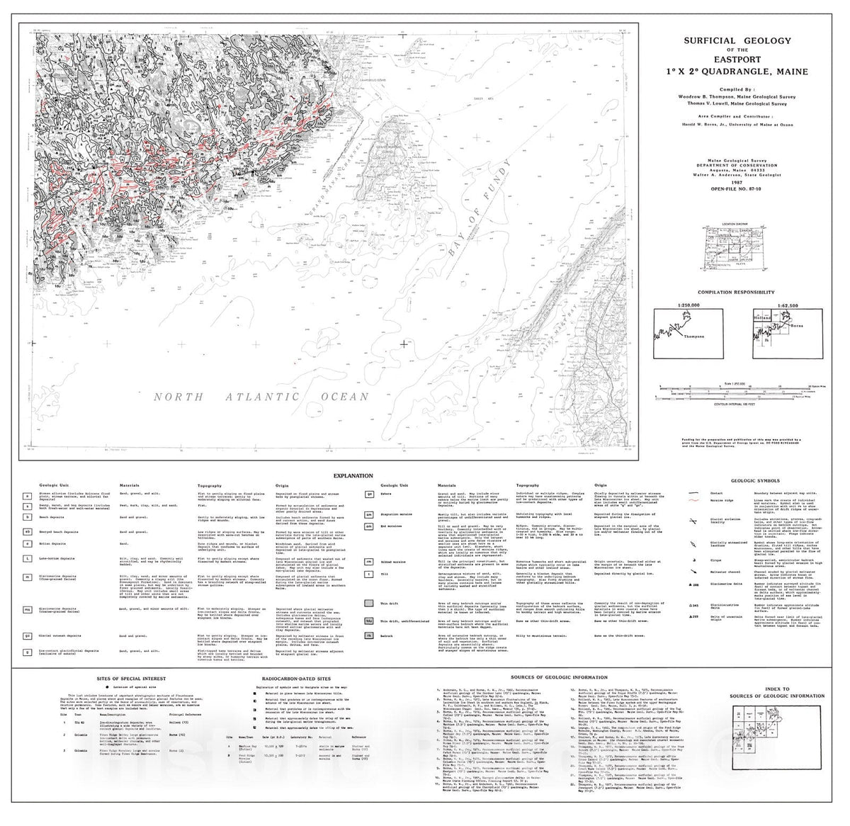 Map : Surficial Geology of the Eastport 1-degree x 2-degree Quadrangle, Maine, 1987 Cartography Wall Art :