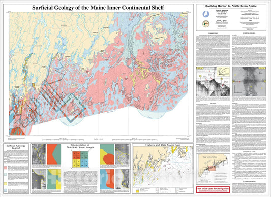 Map : Surficial Geology of the Maine Inner Continental Shelf - Boothbay Harbor to North Haven, Maine, 1996 Cartography Wall Art :