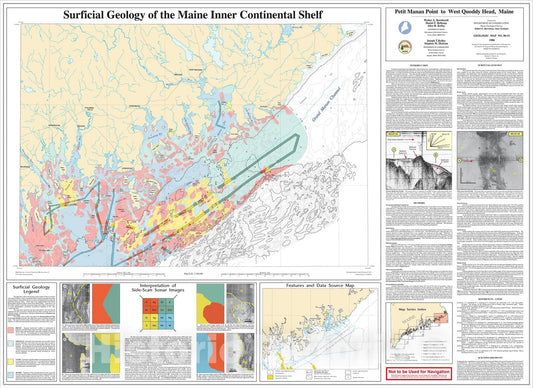 Map : Surficial Geology of the Maine Inner Continental Shelf - Petit Manan Point to West Quoddy Head, Maine, 1996 Cartography Wall Art :