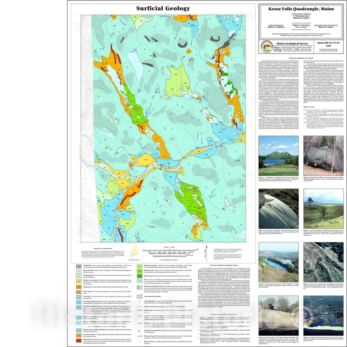 Map : Surficial Geology of the Kezar Falls Quadrangle, Maine, 1997 Cartography Wall Art :