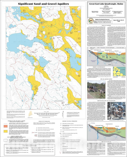 Map : Significant Sand and Gravel Aquifers in the Great East Lake Quadrangle, Maine, 1998 Cartography Wall Art :