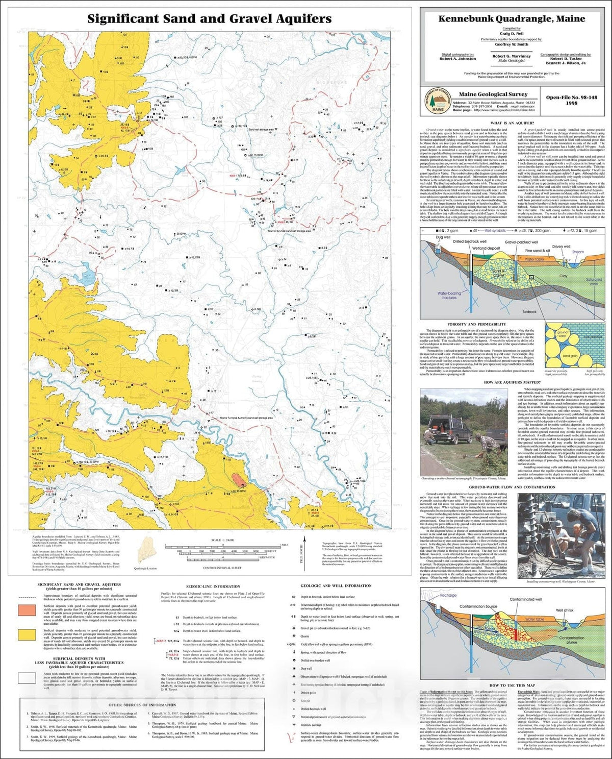 Map : Significant Sand and Gravel Aquifers in the Kennebunk Quadrangle, Maine, 1998 Cartography Wall Art :