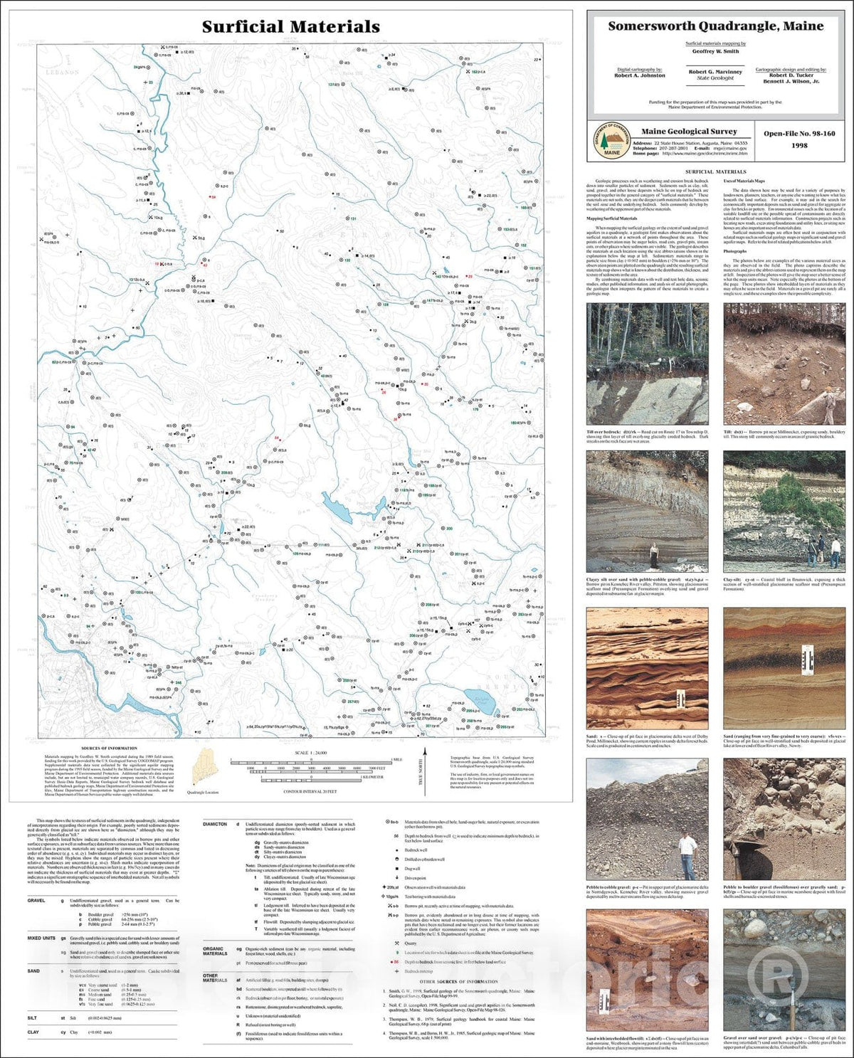 Map : Surficial Materials in the Somersworth Quadrangle, Maine, 1998 Cartography Wall Art :