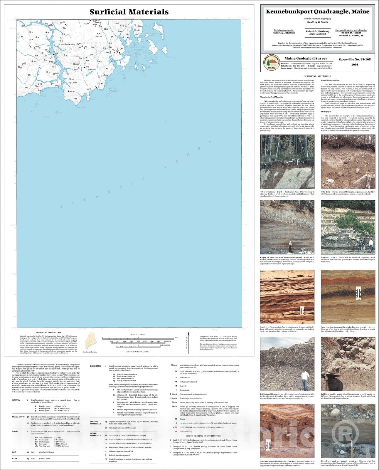 Map : Surficial Materials in the Kennebunkport Quadrangle, Maine, 1998 Cartography Wall Art :