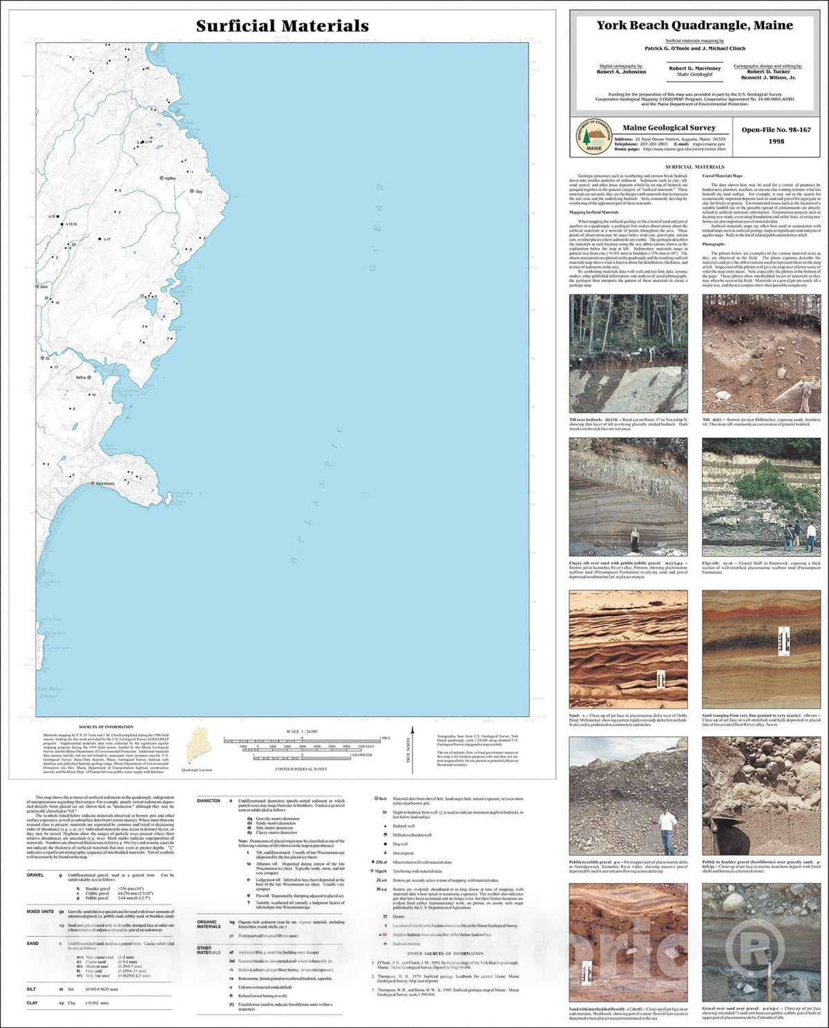 Map : Surficial Materials in the York Beach Quadrangle, Maine, 1998 Cartography Wall Art :
