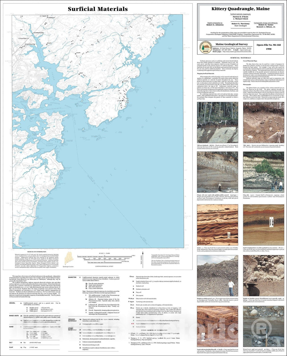 Map : Surficial Materials in the Kittery Quadrangle, Maine, 1998 Cartography Wall Art :