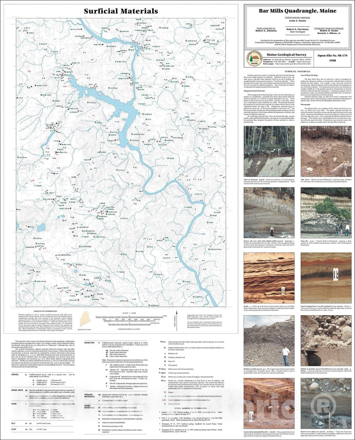 Map : Surficial Materials in the Bar Mills Quadrangle, Maine, 1998 Cartography Wall Art :