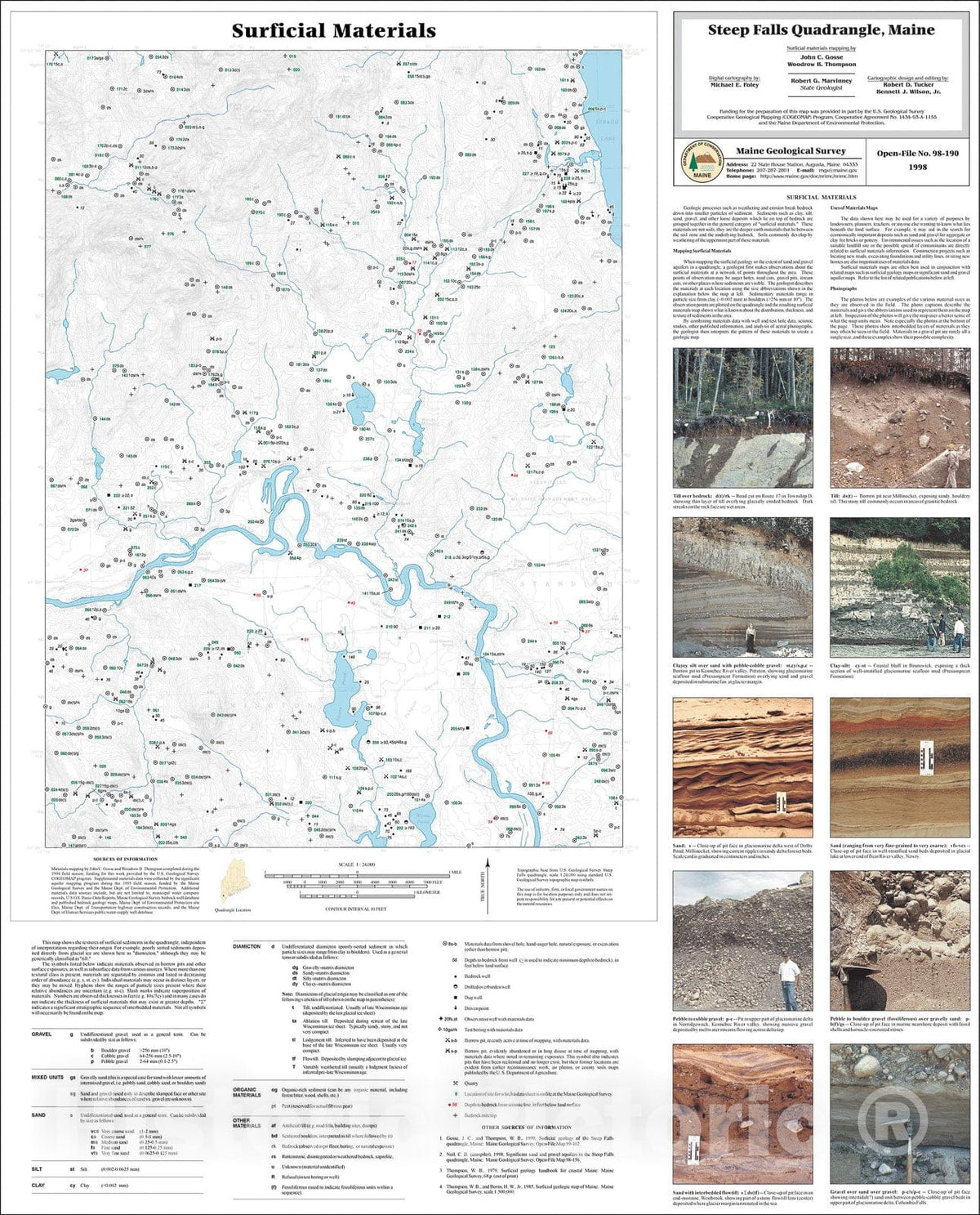 Map : Surficial Materials in the Steep Falls Quadrangle, Maine, 1998 Cartography Wall Art :