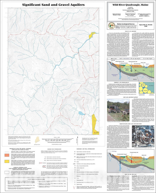 Map : Significant Sand and Gravel Aquifers in the Wild River Quadrangle, Maine, 1998 Cartography Wall Art :