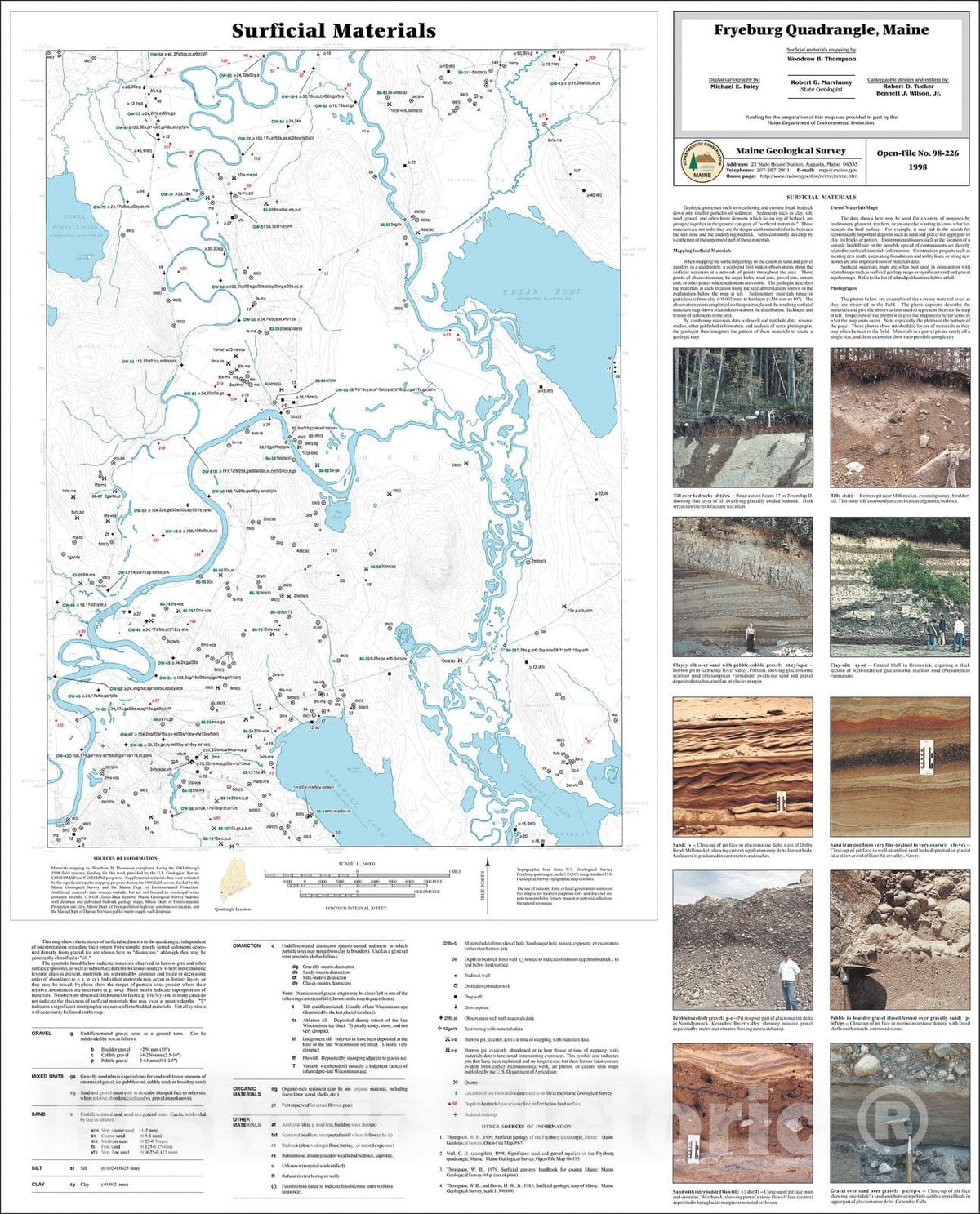 Map : Surficial Materials in the Fryeburg Quadrangle, Maine, 1998 Cartography Wall Art :
