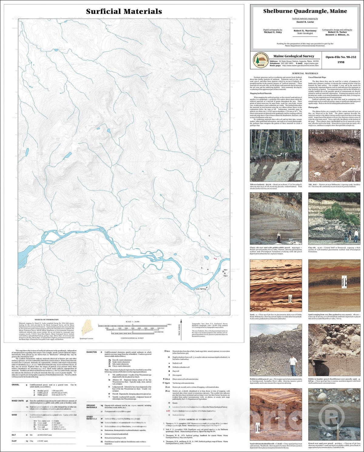 Map : Surficial Materials in the Shelburne Quadrangle, Maine, 1998 Cartography Wall Art :