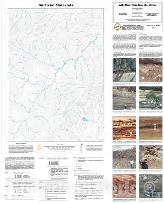 Map : Surficial Materials in the Wild River Quadrangle, Maine, 1998 Cartography Wall Art :