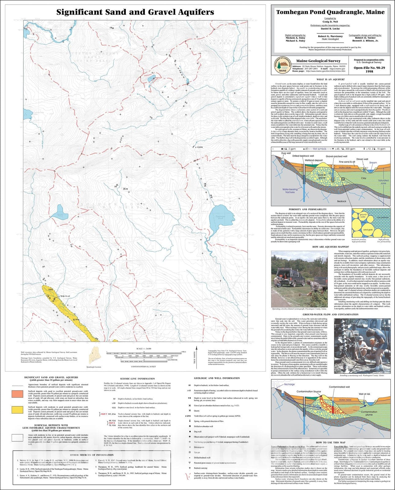 Map : Significant Sand and Gravel Aquifers in the Tomhegan Pond Quadrangle, Maine, 1998 Cartography Wall Art :