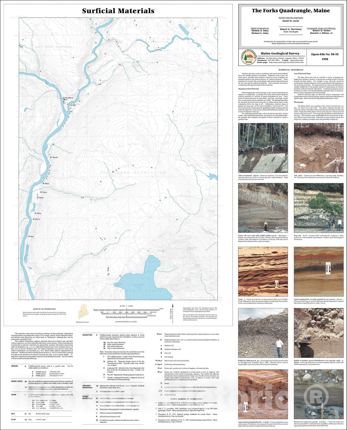 Map : Surficial Materials in the The Forks Quadrangle, Maine, 1998 Cartography Wall Art :