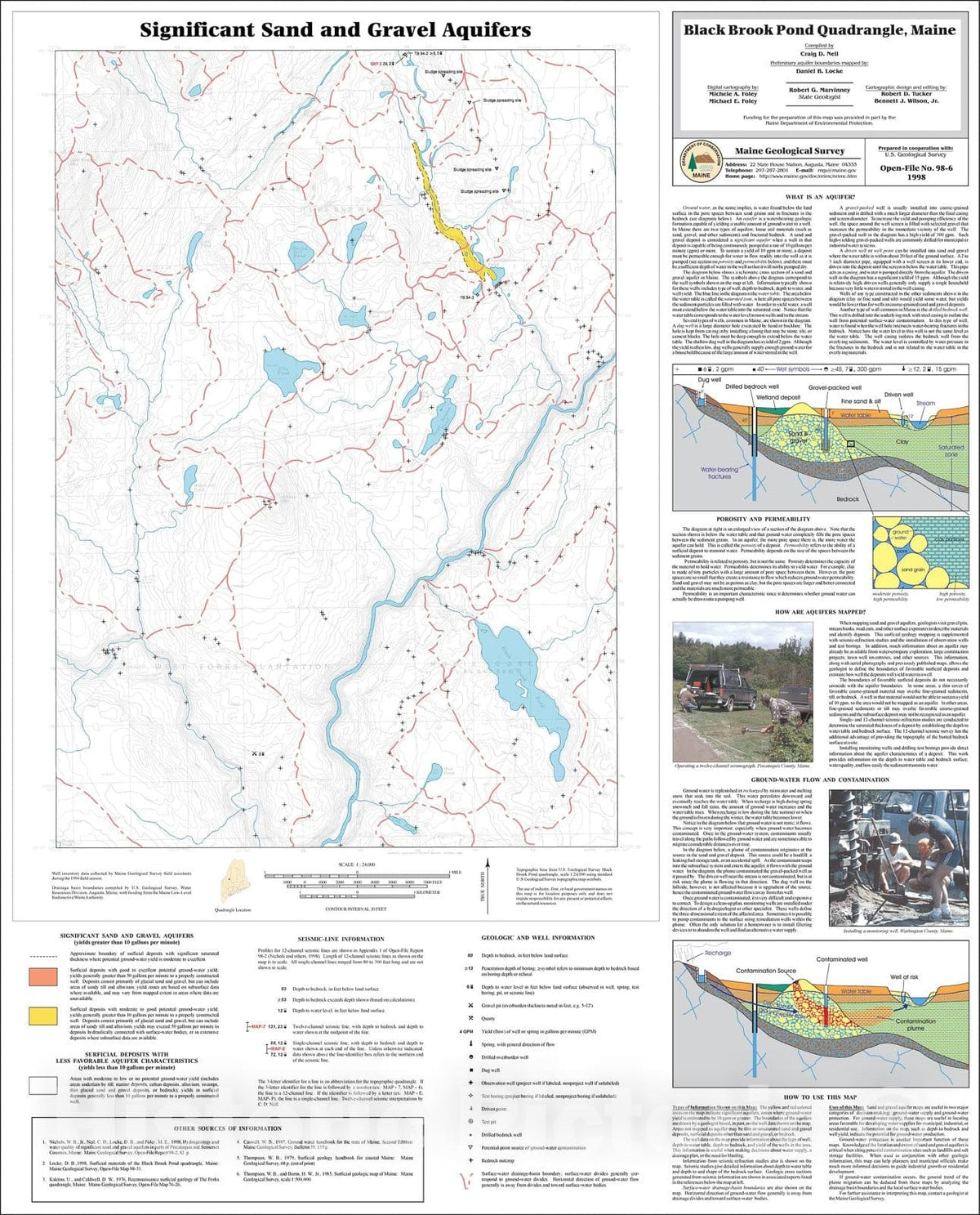 Map : Significant Sand and Gravel Aquifers in the Black Brook Pond Quadrangle, Maine, 1998 Cartography Wall Art :