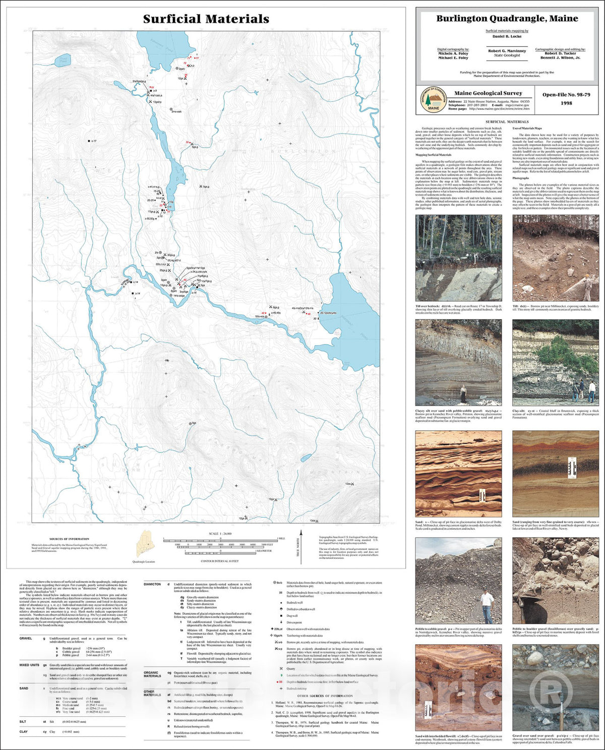 Map : Surficial Materials in the Burlington Quadrangle, Maine, 1998 Cartography Wall Art :