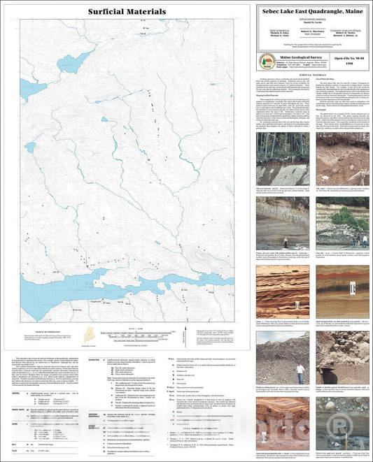 Map : Surficial Materials in the Sebec Lake East Quadrangle, Maine, 1998 Cartography Wall Art :