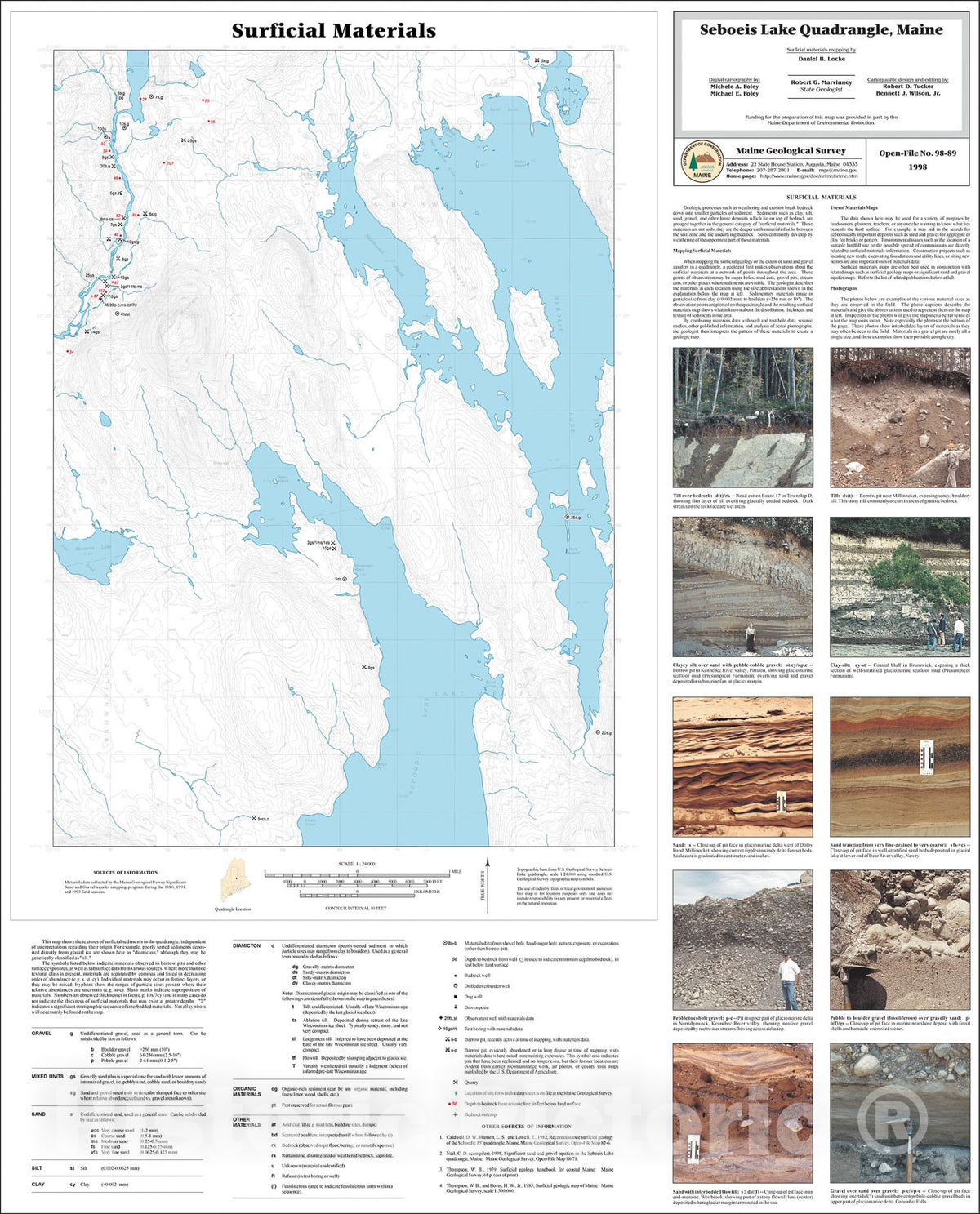 Map : Surficial Materials in the Seboeis Lake Quadrangle, Maine, 1998 Cartography Wall Art :