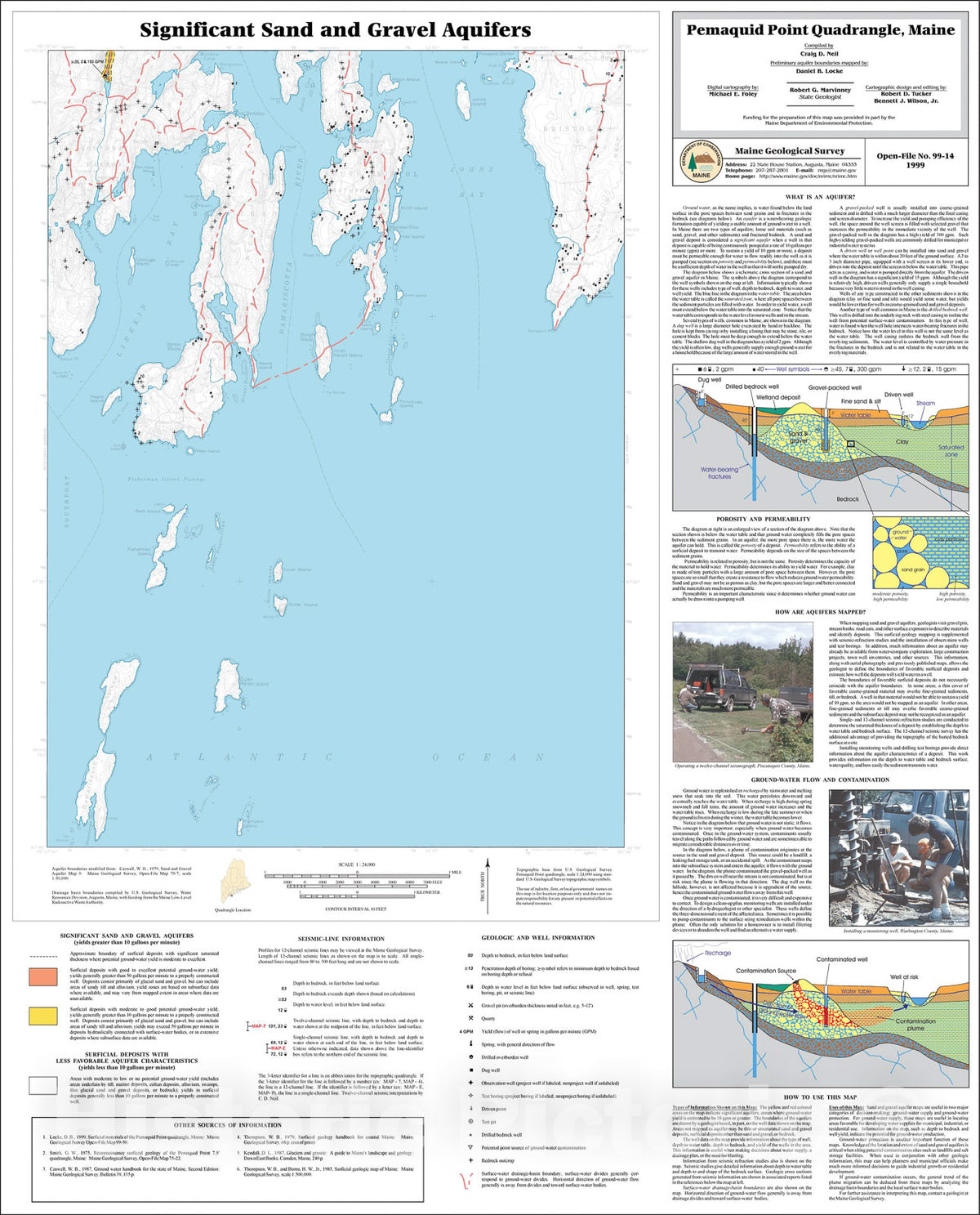 Map : Significant Sand and Gravel Aquifers in the Pemaquid Point Quadrangle, Maine, 1999 Cartography Wall Art :