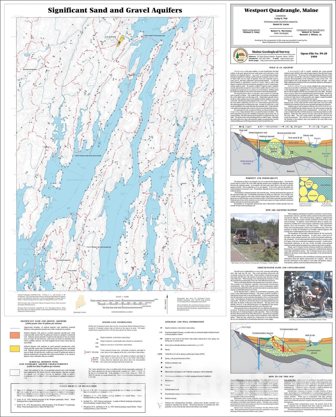 Map : Significant Sand and Gravel Aquifers in the Westport Quadrangle, Maine, 1999 Cartography Wall Art :