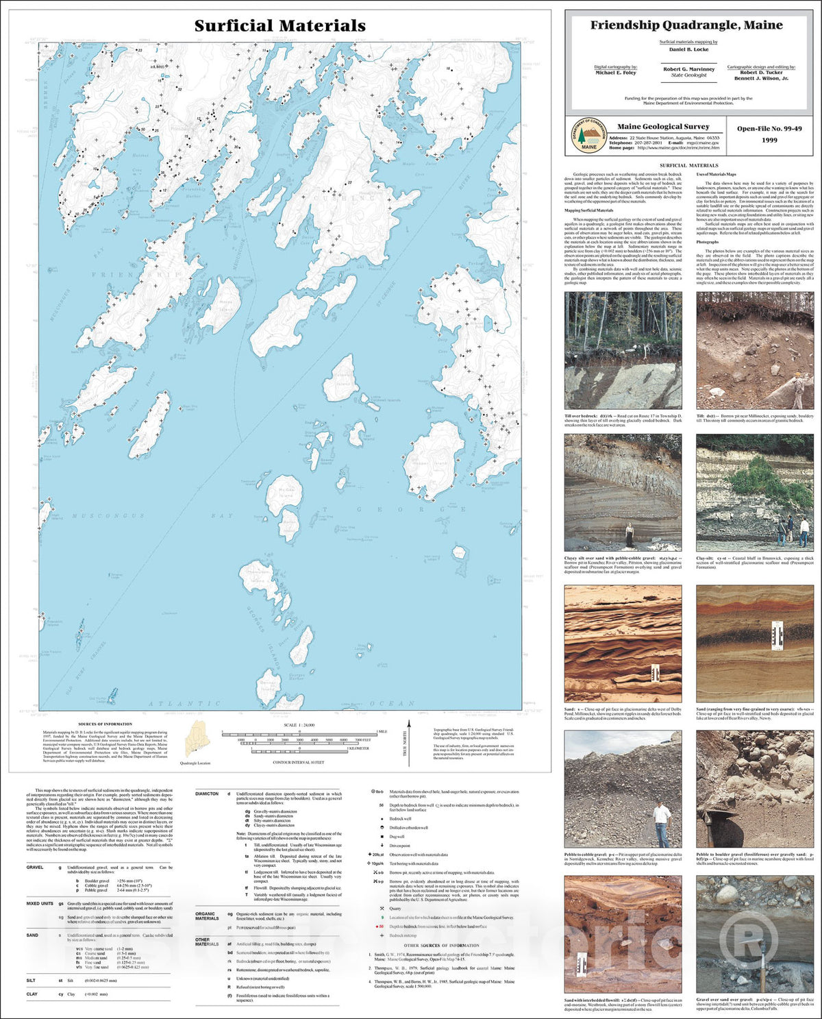 Map : Surficial Materials in the Friendship Quadrangle, Maine, 1999 Cartography Wall Art :