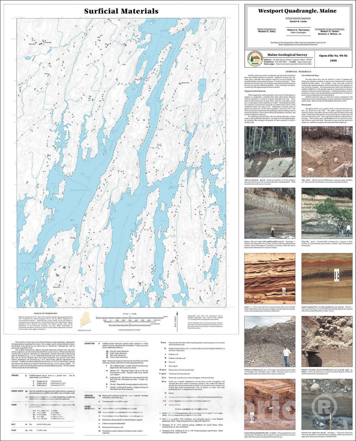 Map : Surficial Materials in the Westport Quadrangle, Maine, 1999 Cartography Wall Art :
