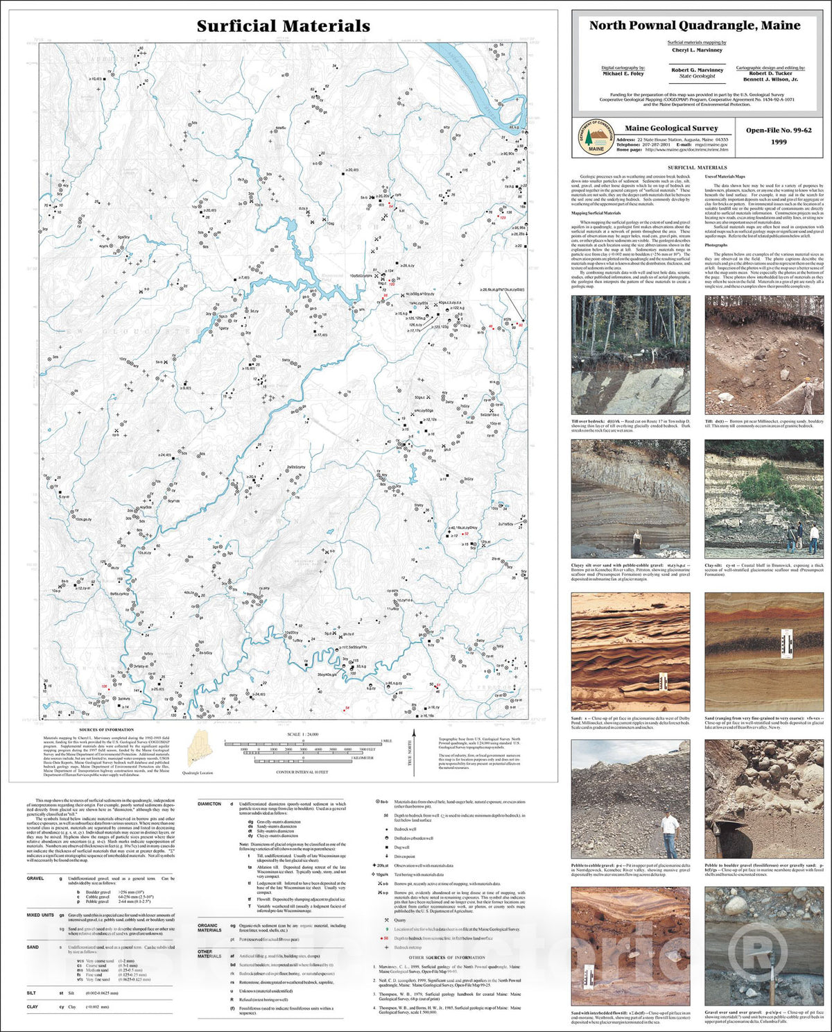 Map : Surficial Materials in the North Pownal Quadrangle, Maine, 1999 Cartography Wall Art :