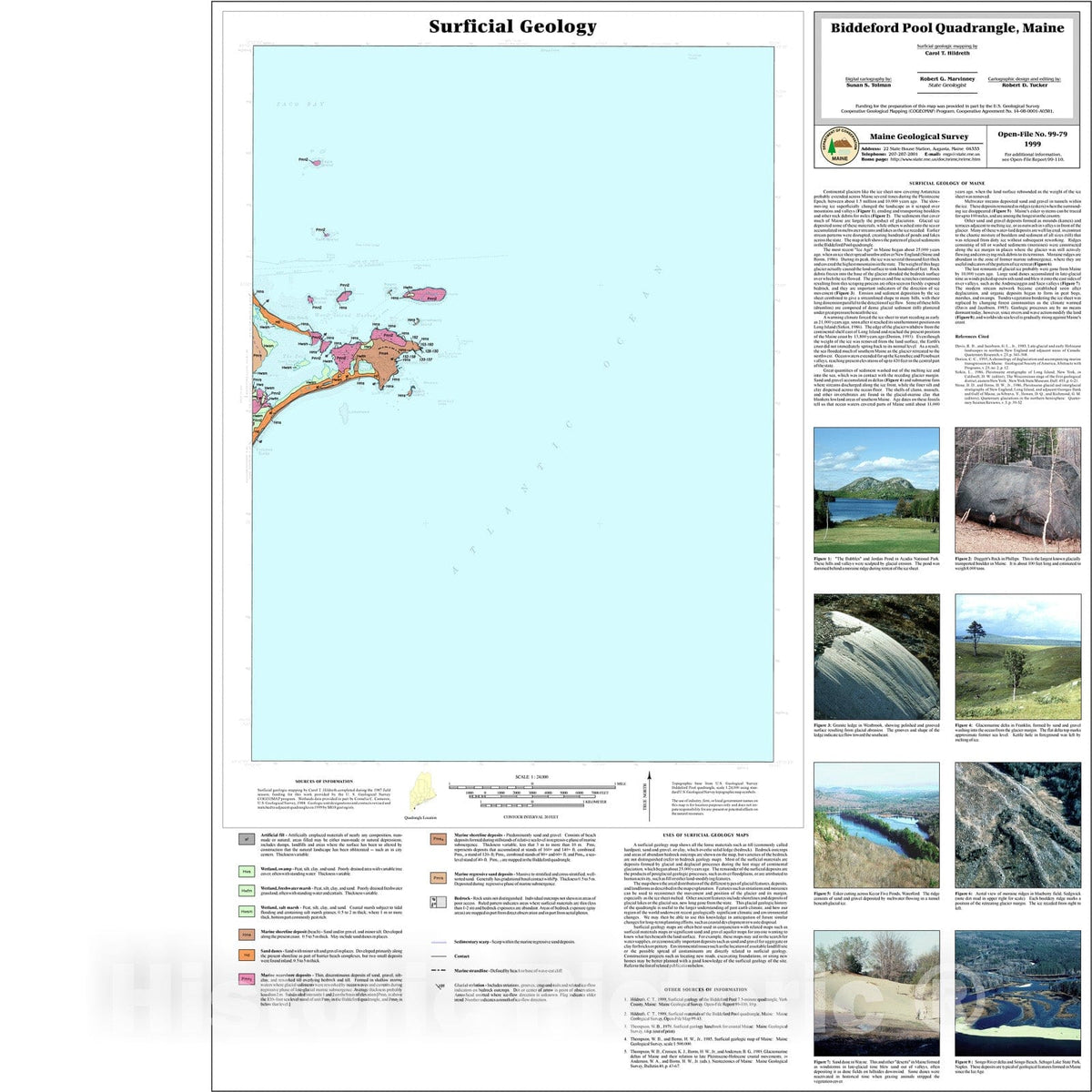 Map : Surficial Geology of the Biddeford Pool Quadrangle, Maine, 1999 Cartography Wall Art :