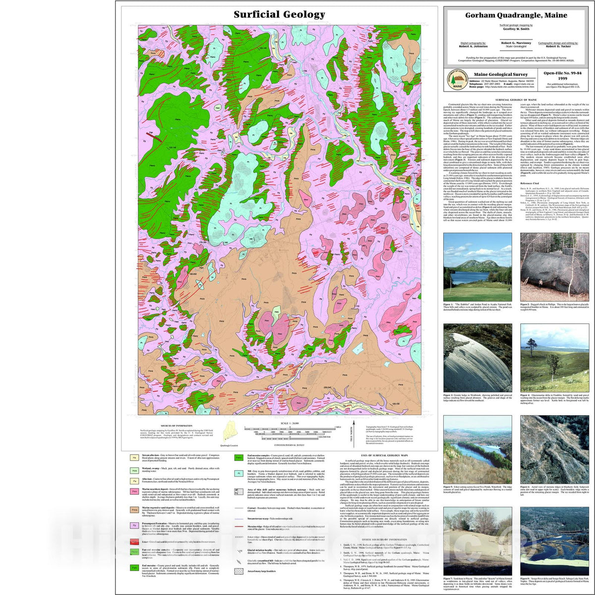 Map : Surficial Geology of the Gorham Quadrangle, Maine, 1999 Cartography Wall Art :
