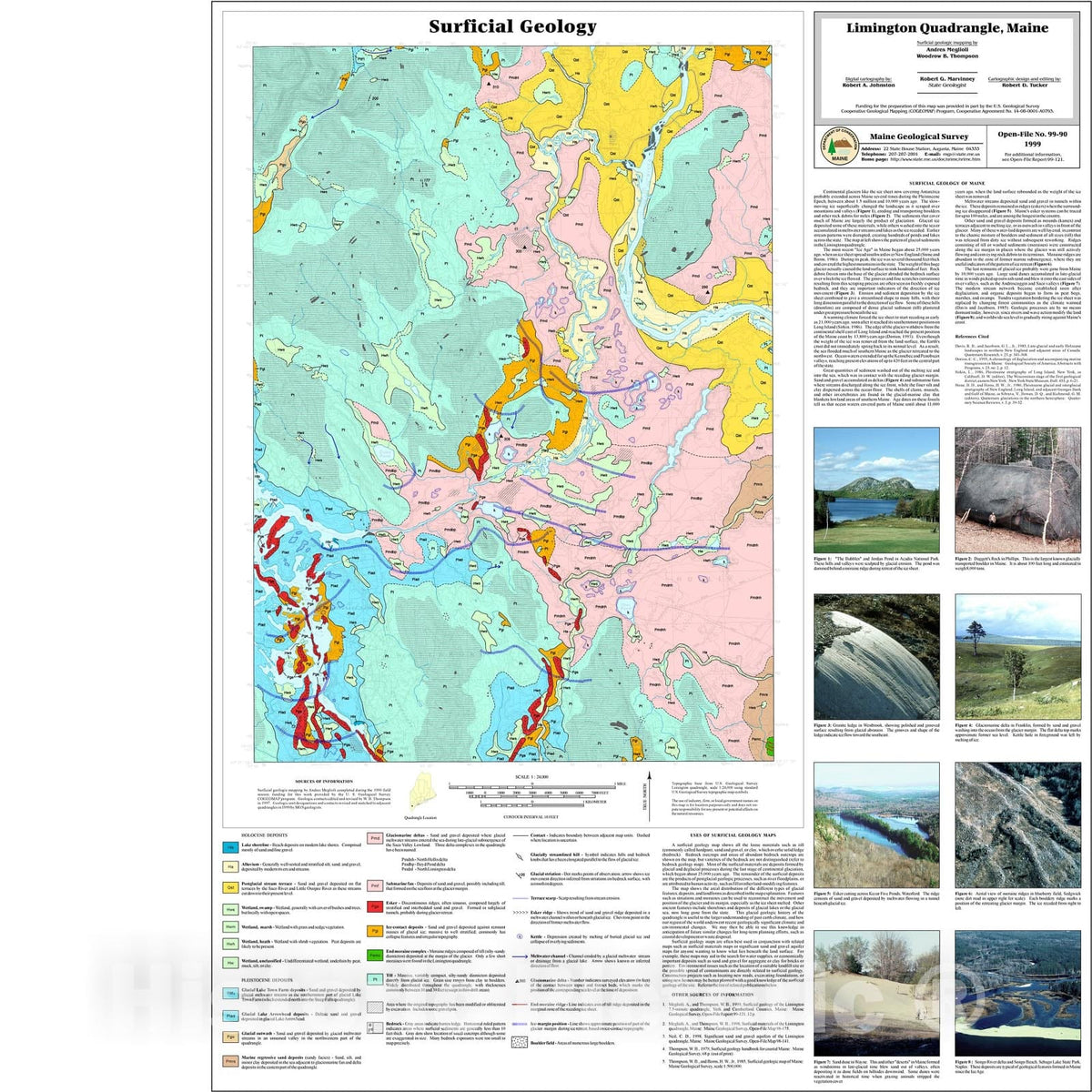 Map : Surficial Geology of the Limington Quadrangle, Maine, 1999 Cartography Wall Art :