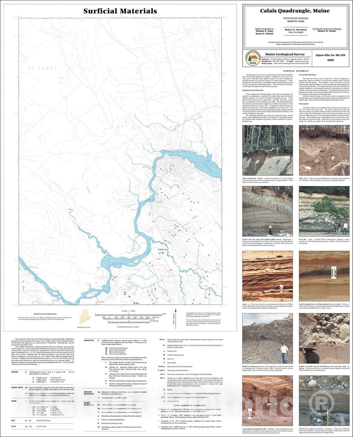 Map : Surficial Materials in the Calais Quadrangle, Maine, 2000 Cartography Wall Art :