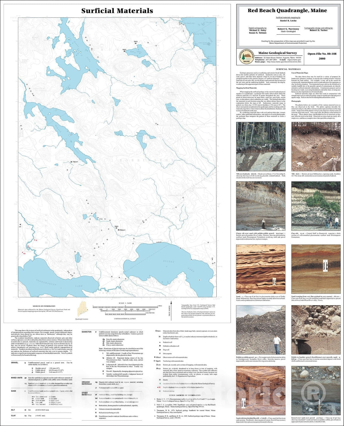 Map : Surficial Materials in the Red Beach Quadrangle, Maine, 2000 Cartography Wall Art :