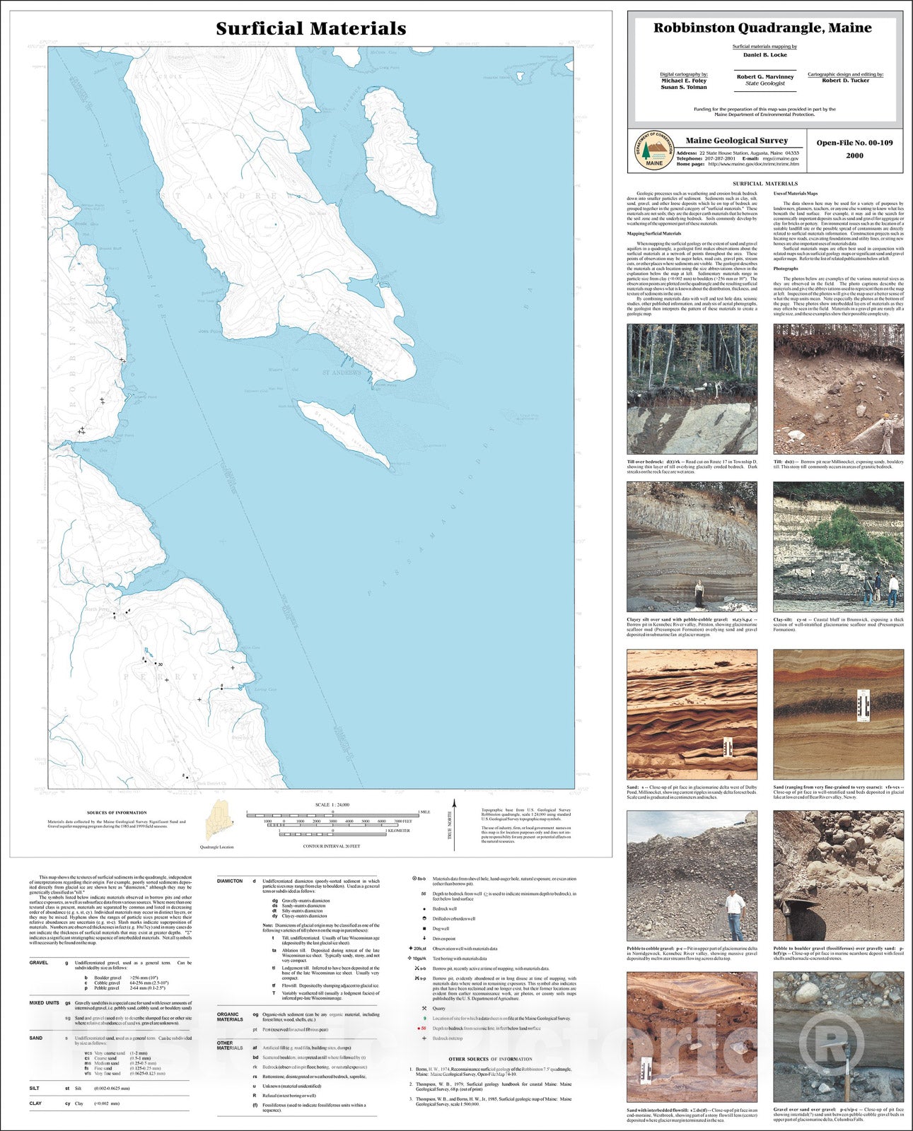 Map : Surficial Materials in the Robbinston Quadrangle, Maine, 2000 Cartography Wall Art :