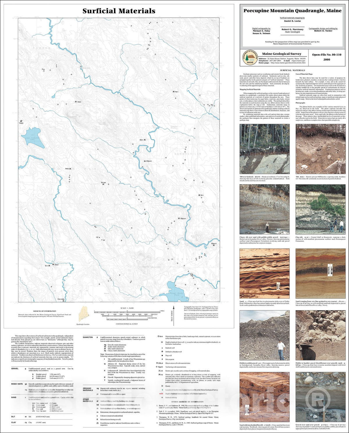 Map : Surficial Materials in the Porcupine Mountain Quadrangle, Maine, 2000 Cartography Wall Art :