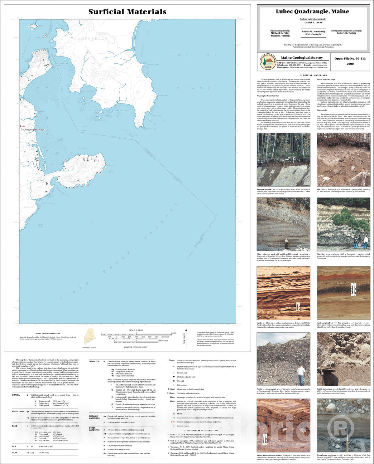 Map : Surficial Materials in the Lubec Quadrangle, Maine, 2000 Cartography Wall Art :