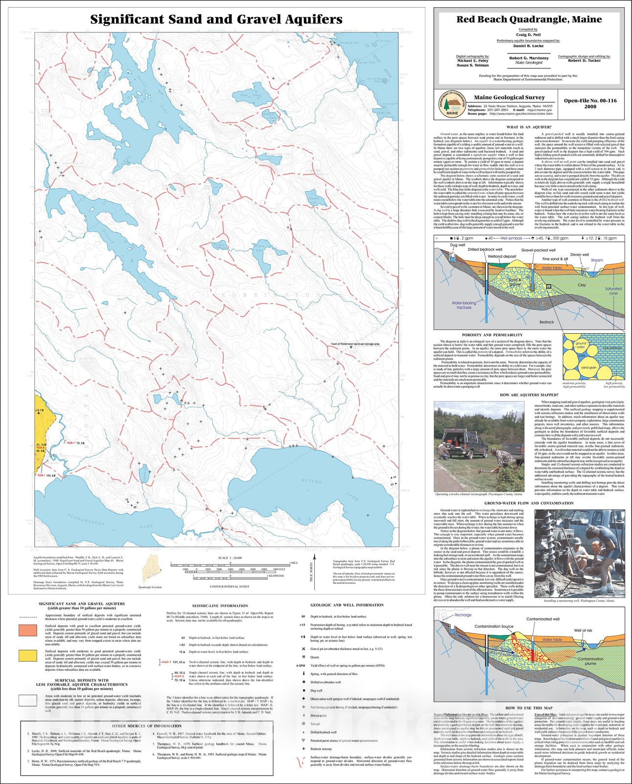 Map : Significant Sand and Gravel Aquifers in the Red Beach Quadrangle, Maine, 2000 Cartography Wall Art :