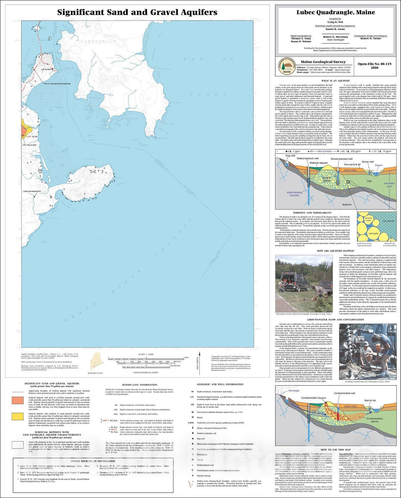 Map : Significant Sand and Gravel Aquifers in the Lubec Quadrangle, Maine, 2000 Cartography Wall Art :