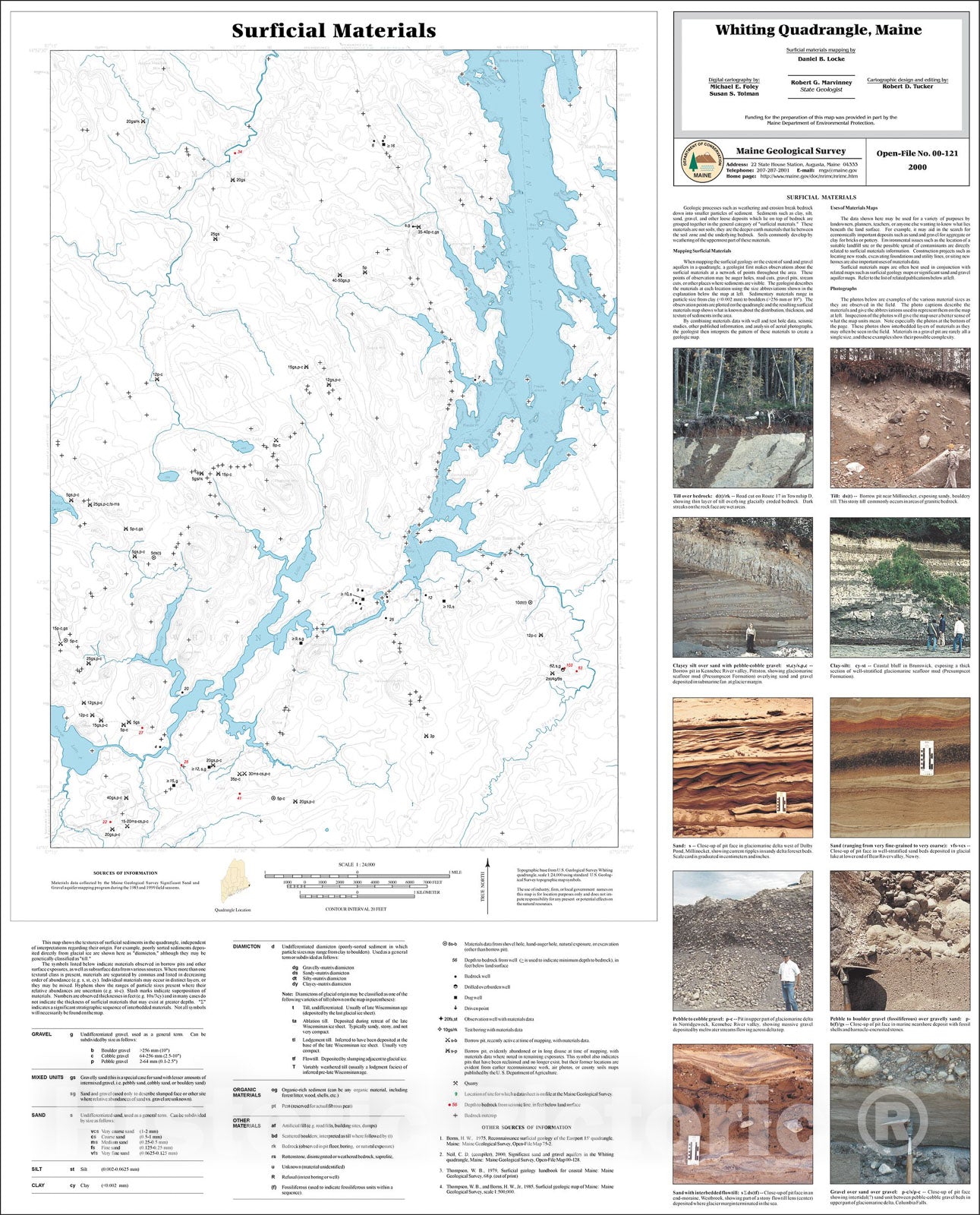 Map : Surficial Materials in the Whiting Quadrangle, Maine, 2000 Cartography Wall Art :