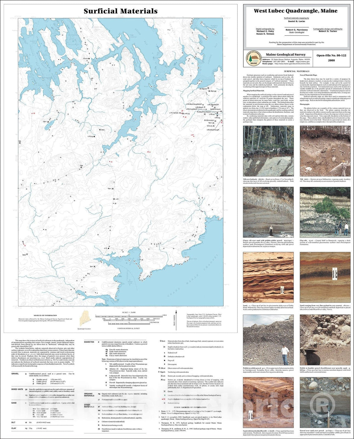 Map : Surficial Materials in the West Lubec Quadrangle, Maine, 2000 Cartography Wall Art :