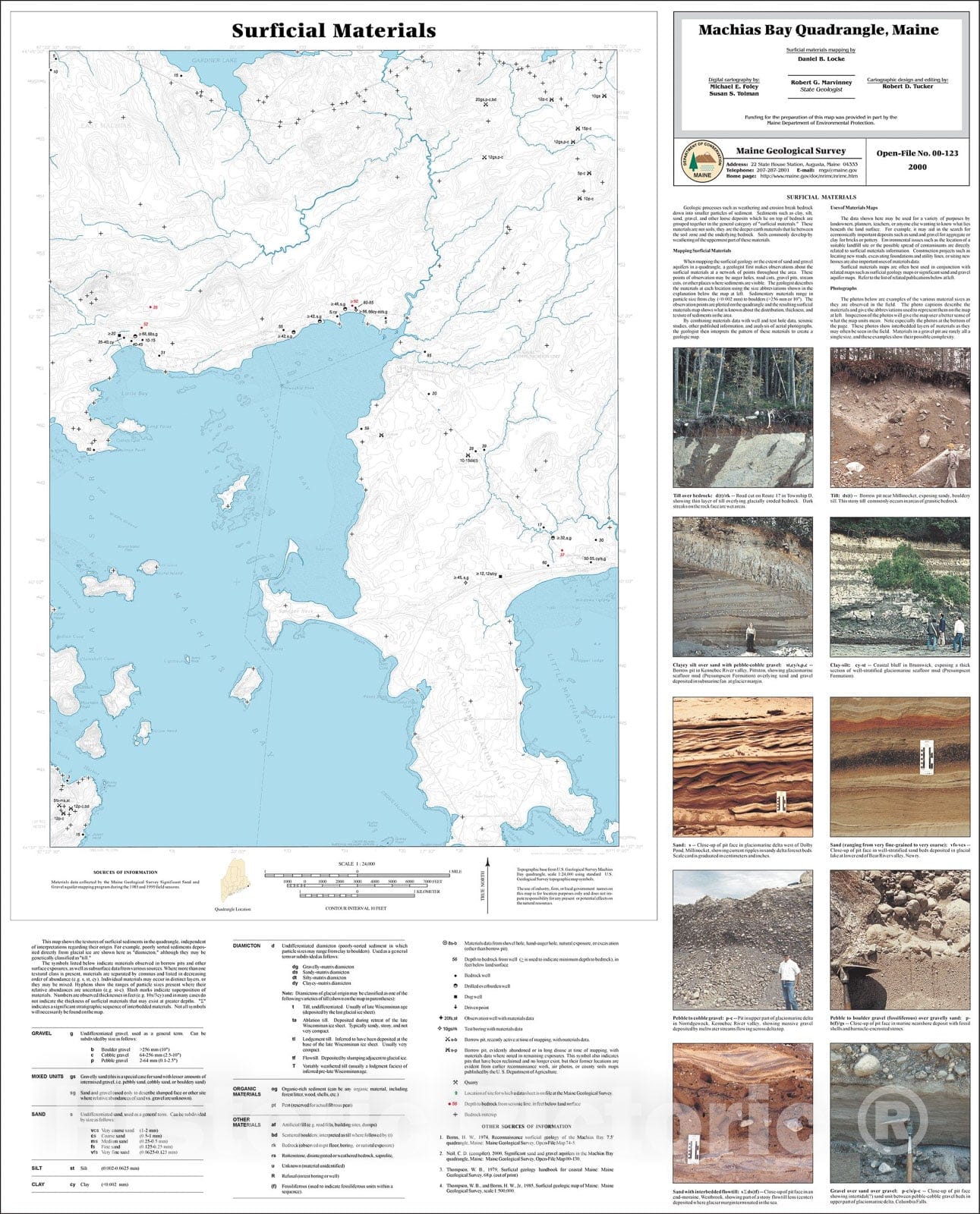 Map : Surficial Materials in the Machias Bay Quadrangle, Maine, 2000 Cartography Wall Art :