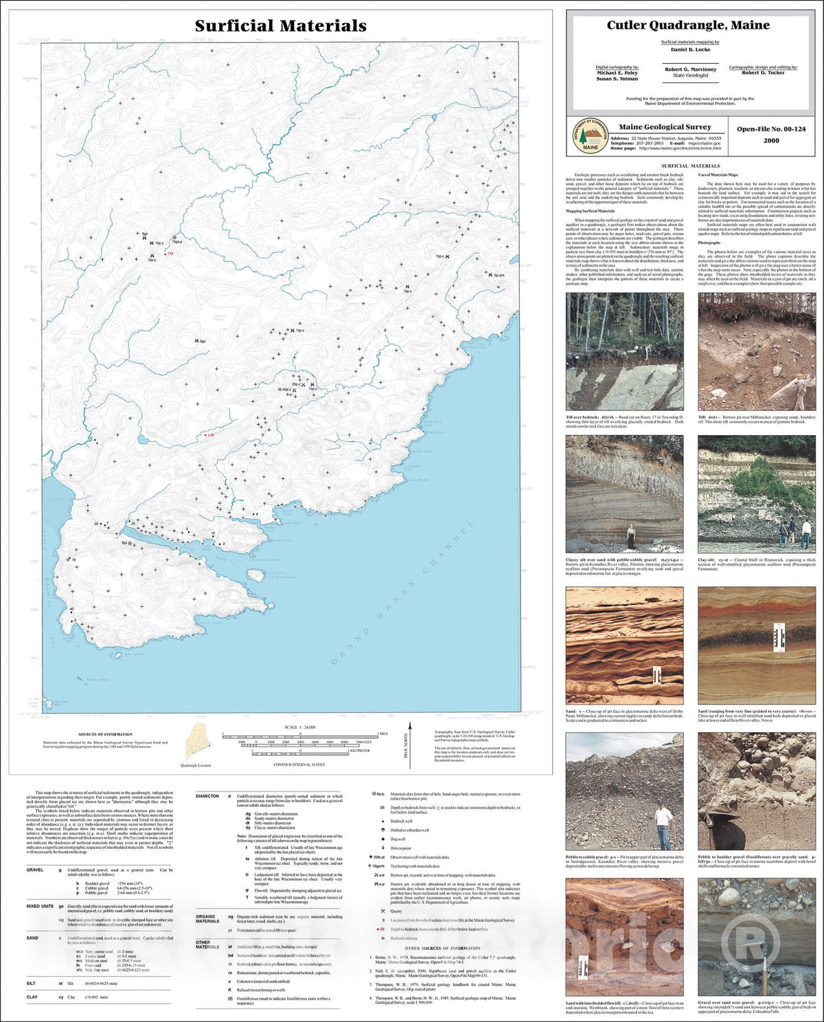 Map : Surficial Materials in the Cutler Quadrangle, Maine, 2000 Cartography Wall Art :