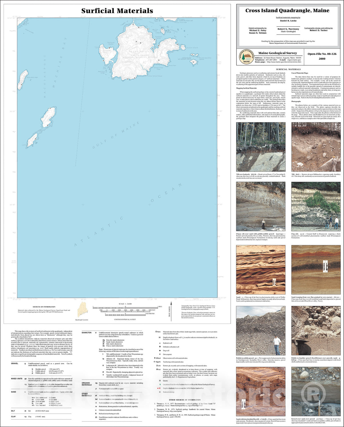 Map : Surficial Materials in the Cross Island Quadrangle, Maine, 2000 Cartography Wall Art :