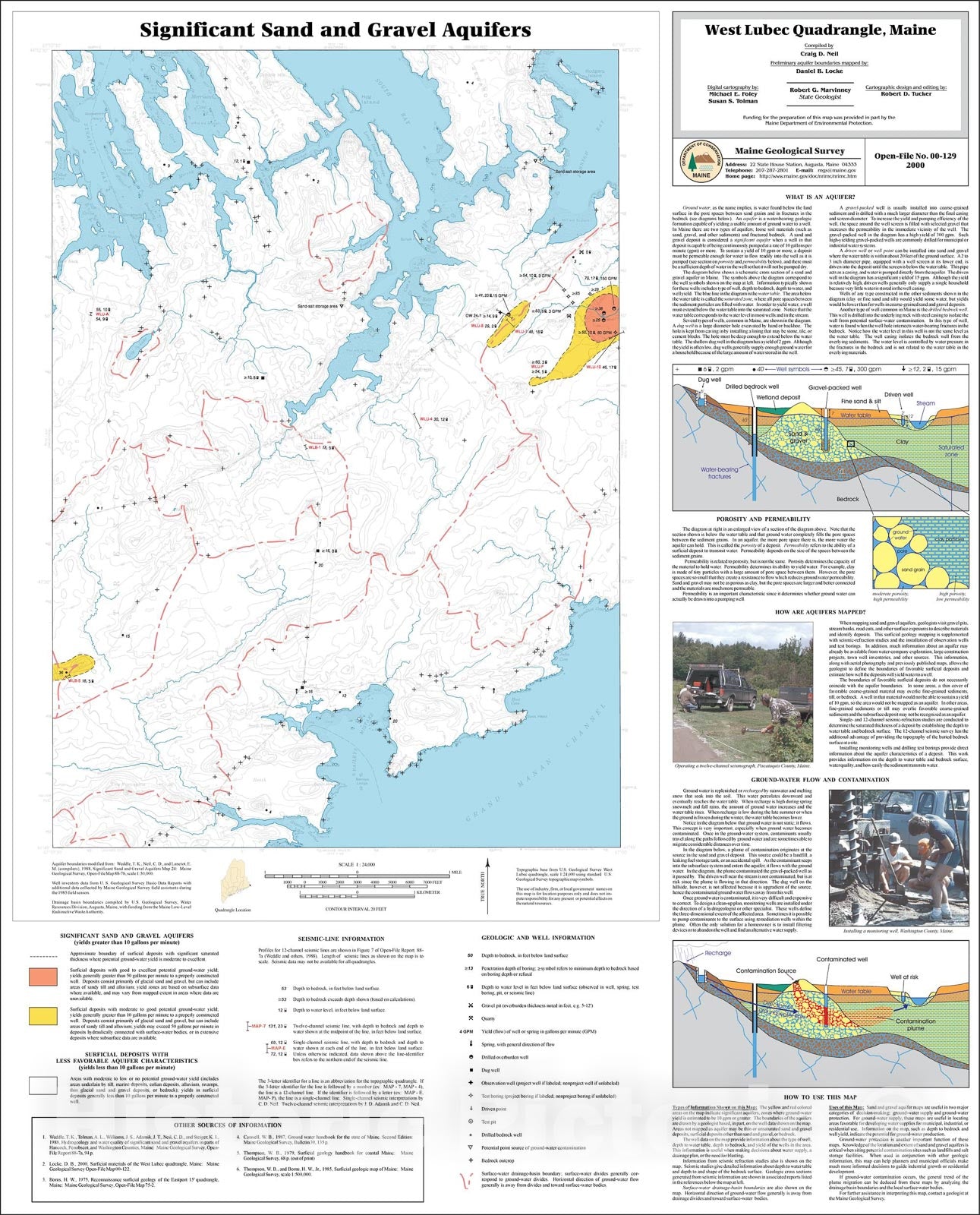 Map : Significant Sand and Gravel Aquifers in the West Lubec Quadrangle, Maine, 2000 Cartography Wall Art :